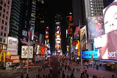 
View South To 1 Times Square From Top Of Red Stairs in New York City Times Square At Night
